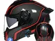 Casco Moto Modulare Bluetooth Integrato, Casco Modulare Apribile con Doppia Visiera Paraso...