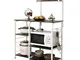 sogesfurniture Scaffale per Cucina in Acciaio Legno, 3 +4 Ripiani Carrello da cucina per M...