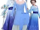 O³ Vestito Principessa Elsa Realizzato in Materiale di Alta qualità - Costume Bambina Carn...