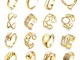 Milacolato 16Pcs Oro Chunky Dome Ring Set Per Le Donna Ragazze 18K Placcato Oro Intrecciat...