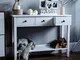 Vida Designs Console da tavolo Windsor con 3 cassetti, in legno bianco, 74 x 100 x 30 cm