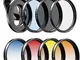 Apexel - Kit filtro obiettivo per fotocamera, 52 mm, colore graduato (blu, giallo, arancio...