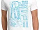 style3 AT-AT T-Shirt da Uomo Cianografia camminatore, Dimensione:L, Colore:Bianco