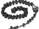 Oidea - Rosario in acciaio inox con crocifisso, unisex, nero
