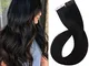 Extension Capelli Veri Biadesivo 20 Fasce 100% Remy Human Hair 45cm #1 Nero Lucente 30g/Se...