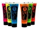 UV Glow Vernice Fluorescente Pelle Viso Corpo Colore UV - Neon Glow Fluo (10ml x6)