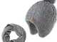 AHAHA Cappello Bambino Invernale con Pompon Set Cappello e Sciarpa per Bambini e Ragazzi