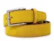 Cintura gialla uomo scamosciata cinta camoscio artigianale casual 3,5 cm con fibbia per je...