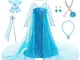LOBTY Vestito da Principessa Elsa con Accessor Bambina Costume da Regina delle Nevi Abito...