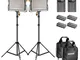 Neewer (2 Pack) Bicolore LED 480 Video Light e Kit Stand con Batteria e Caricabatterie per...