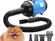 Asciugacapelli per cani, soffiatore per cani, 2800 W/3,8 HP, velocità regolabile, senza gr...