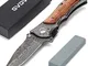 GVDV 7Cr17 Coltelli Pieghevole - Coltello Tascabile con Manico in Legno, Coltello Portabil...