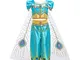 IWEMEK Ragazze Vestito da Principessa Jasmine Costume Carnevale Bambina Aladdin Costumi Ar...