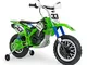 INJUSA - Kawasaki Cross Motorbike batteria 12V con acceleratore a pugno e bande di gomma s...