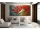 Gbwzz Astratta Fiore Rosso Albero Coltello Pittura a Olio su Tela Bella Immagine Wall Art...