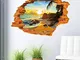 QHGstore 3D Beach insolazione stereoscopiche adesivi murali nel foro del muro