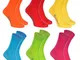Rainbow Socks - Donna Uomo Colorate Calze di Cotone - 6 Paia - Arancione Rosso Giallo Verd...