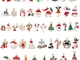 Ciondoli natalizi, 48 pezzi misti, albero di Natale, pupazzo di neve, cervo, campanella, B...