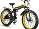 HUAKAI Bici Elettrica Pieghevole da 26",Mountain Bike Elettrico Fat Bike Ebike 1000w 48v 1...