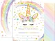AMZTM Inviti Con Buste per la Festa di Compleanno Bambini Baby Shower Tema Unicorno Arcoba...