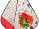 LittleTom Tenda Giocattolo 90x90x90cm casetta Pop-up Piscina di Palline a Pois