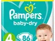 Pampers Baby-Dry Taglia 4, 86 Pannolini, 9-14 kg, confezione Jumbo+, canali d'aria per la...
