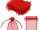 SUVIA 100pz 9x12cm Borse Organza Sacchetti Bianco Bustina Organza Portaconfetti per Nozze...