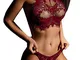 YOINS - Set lingerie sexy da donna, delicato e trasparente, bordo di pizzo con frange, sco...