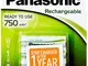 Panasonic Ready to Use Batterie Ricaricabili Ministilo AAA, 750 mAh, Blister 4, Argento