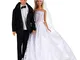 Miunana 2 PCS Tute per Matrimonio: Abito Nero per Bambola Ragazzo Sposo + Abito da Sposa p...