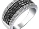 Vir Jewels - Anello con diamanti neri e bianchi 3/4 carato, disponibile nelle misure J - T...