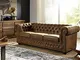 MASSIVMOEBEL24.DE Oxford Divano Chesterfield - Stoffa/Marrone - Stile Coloniale 203x86x72