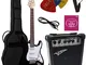 Vision, Chitarra elettrica nera, set con amplificatore da 20 Watt, borsa, nastro, corde, 3...