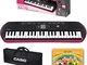 Kit Pianola Tastiera Casio SA 78 (fondo Rosa) con Borsa (con 2 maniglie), Alimentatore e E...