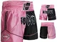 Farabi Sports Muay Thai Boxing Kick Boxe Arti Marziali Pantaloncini Rosa Nero (Grande)
