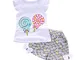 Mbby Tuta Neonato Femminile, 1-4 Anni Completo Ragazza 2 Pezzi Set Tute Maglietta Manica C...