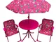 soriani Set Tavolino + 2 Sedie da Giardino per Bambini Glamour Rosa