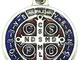 GTBITALY 60.048.31 medaglia di San Benedetto Argento smaltato a Mano Misura 2 cm con Anell...