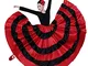 Gonna lunga da donna, 20 m, colore nero, rosso, a strati, per danza del ventre flamenco, c...