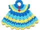 Presina vestitino giallo e blu all'uncinetto - Dimensioni: 19.5 cm x 16.5 cm H - Handmade...