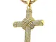 COOLSTEELANDBEYOND Uomo Donna Grande Oro Collana con Pendente Nodo Croce con Zirconi, Cion...