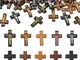 Cheriswelry 100 ciondoli a forma di croce in legno con mini crocifisso, perline in legno,...