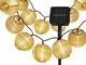 B.K.Licht catena luminosa solare LED per esterni, 6 m, 30 mini lanterne, sensore crepuscol...