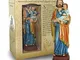 Statua di San Giuseppe con bambino da 12 cm in confezione regalo con segnalibro in IT/EN/E...