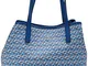 Guess Vikky Tote Borsa a Spalla da Donna, Azzurro Multicolore, Taglia Unica