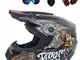 Joopark Casco da Motocross Fuoristrada per Uomo con Design Stampato Moto da Cross Casco Co...