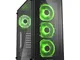 Sharkoon 2X U2, 2X U3, Tempered Glass, 4X 120 Led, nero, TG5 GLASS GREEN