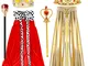 vamei Costume da re/Regina per Bambini Vestito Operato Presepe Vestito Mantello Corona Sce...