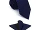 Shlax&Wing Size Puntini Blu Navy Cravatta da uomo Seta