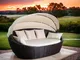 DIVANO PRENDISOLE GUSCIO POLIRATTAN 3 POSTI CON CUSCINI 220X130X83H ARREDO GIARDINO